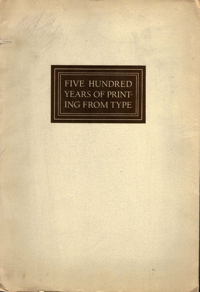 Item #15833 Five Hundred Years of Printing From Type. Richard Ellis.