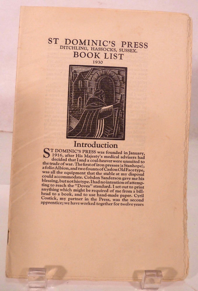 Item #20782 St. Dominic's Press Ditchling, Hassocks, Sussex. Book List 1930. Hilary D. C. Pepler.