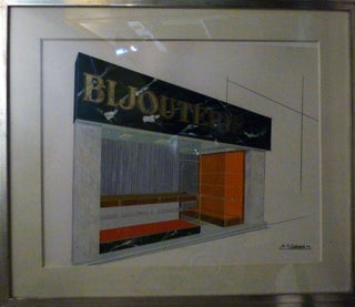 Item #21824 Architectural Drawing Framed: Art Deco Design. French School: "Bijouterie"