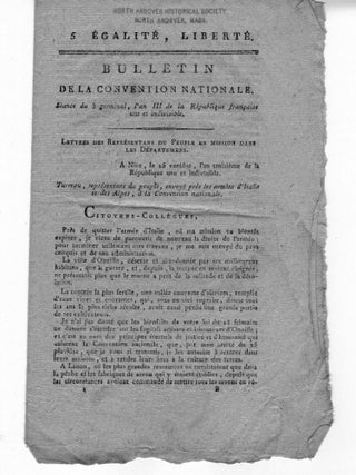 Item #21983 Seance du 5 germinal, l'an III de la Republique Francaise une et indivisible; 5...
