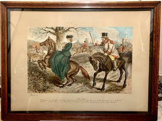 Item #22489 Hand Colored Proof Engraving Depicting Hunting Scene; Wood framed glass portrait with...