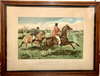 Item #22491 Hand Colored Proof Engraving Depicting Hunting Scene; Wood framed glass portrait with...