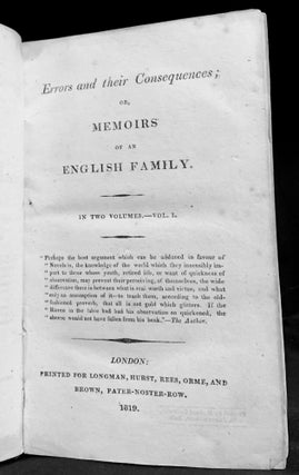 Errors and their Consequences; Or, Memoirs Of An English Family