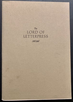 Item #23061 The Lord Of Letterpress Harold Patrick McGrath 1921-2000. Barry Moser