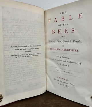 The Fable Of The Bees; Or, Private Vices, Public Benefits; With A Commentary Critical, Historical and Explanatory by F.B. Kaye